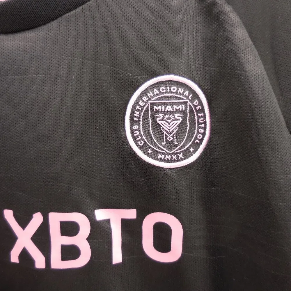 Inter Miami Messi #10 Pink Black Away Soccer Jersey Youth US L Tags XBTQO - Picture 2 of 5